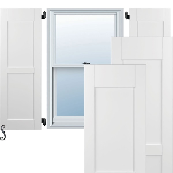 Ekena Millwork Americraft 2 Equal Flat Panel Exterior Real Wood Shutters, RW101FP12X73WHH, PR RW101FP12X73WHH - main